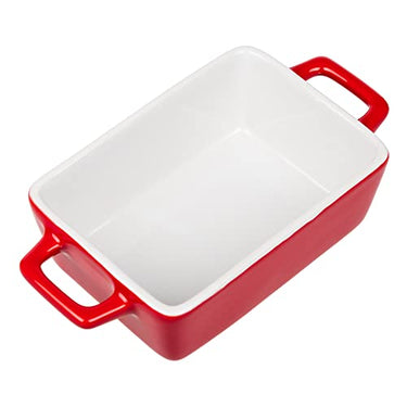 Invero Kleine rechteckige Auflaufform aus Steingut, mit Griffen, ideal zum Backen von Lasagnen, Kuchen, Aufläufen, Tapas, Nudeln und mehr, Rot im Sale